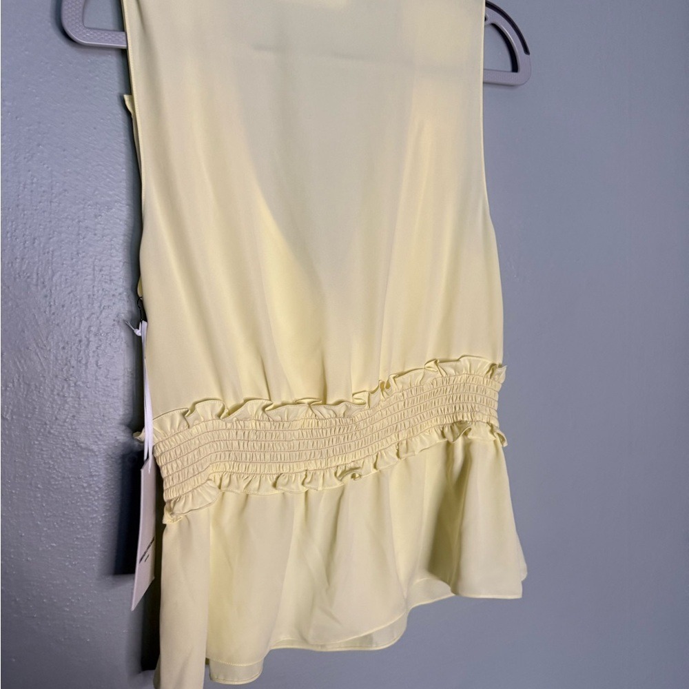 NWT Amanda Uprichard New York pale yellow‎ ruffle blouse - Picture 6 of 6